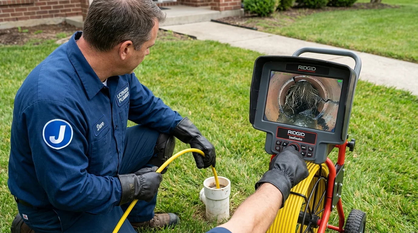 Sewer camera inspection being performed by Johns Plumbing LLC in Starkville