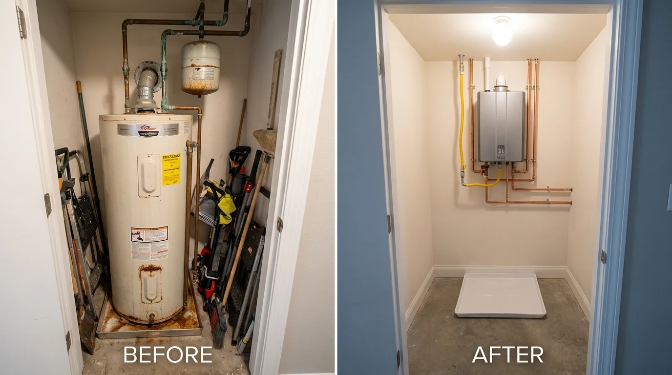 Tank water heater versus wall-mounted tankless unit comparison for Starkville, MS homeowners